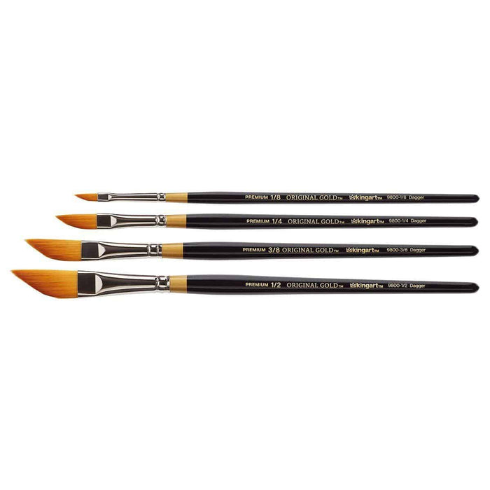 KINGART® Original Gold® 9800 Series, Golden Taklon Dagger Striper, Set of 4 Unique Sizes - KINGART