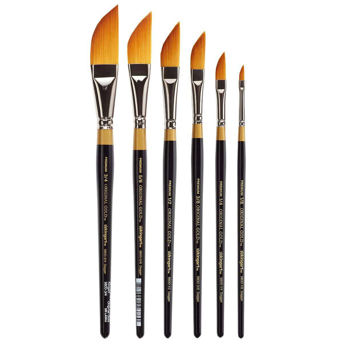 KINGART® Original Gold® 9800 Series, Golden Taklon Dagger Striper, Set of 6 Unique Sizes - KINGART