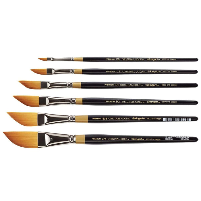 KINGART® Original Gold® 9800 Series, Golden Taklon Dagger Striper, Set of 6 Unique Sizes - KINGART