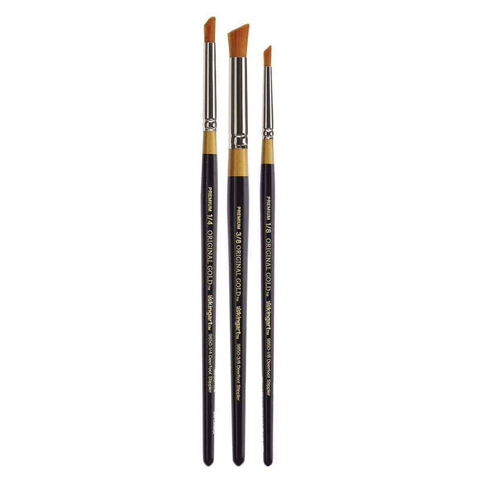 KINGART® Original Gold® 9850 Series, Golden Taklon Deerfoot Stippler, Set of 3 - KINGART