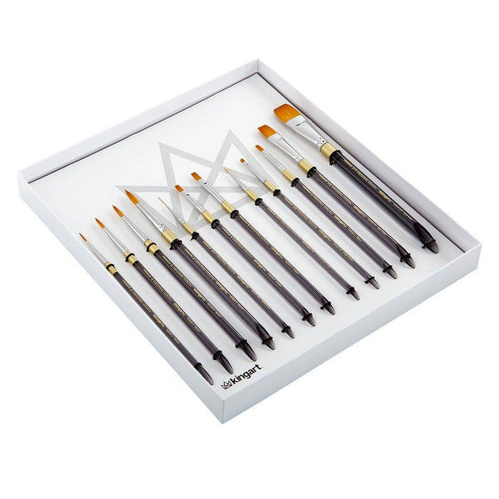 KINGART® Original Gold® Aqua Series, Golden Taklon Brushes, Gift Box, Set of 12 - KINGART