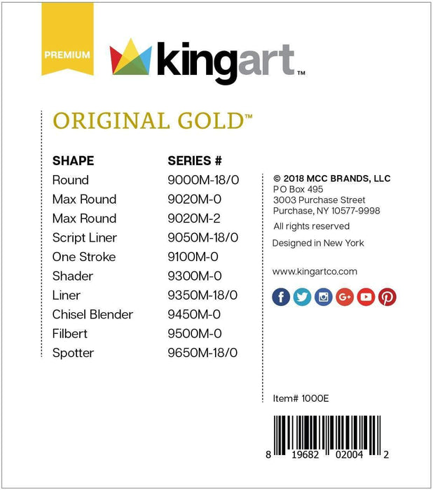 KINGART® Original Gold® Detail Series, Golden Taklon Mini Brushes, Gift Box, Set of 10 - KINGART