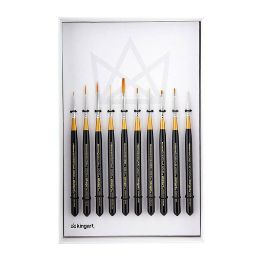 KINGART® Original Gold® Detail Series, Golden Taklon Mini Brushes, Gift Box, Set of 10 - KINGART