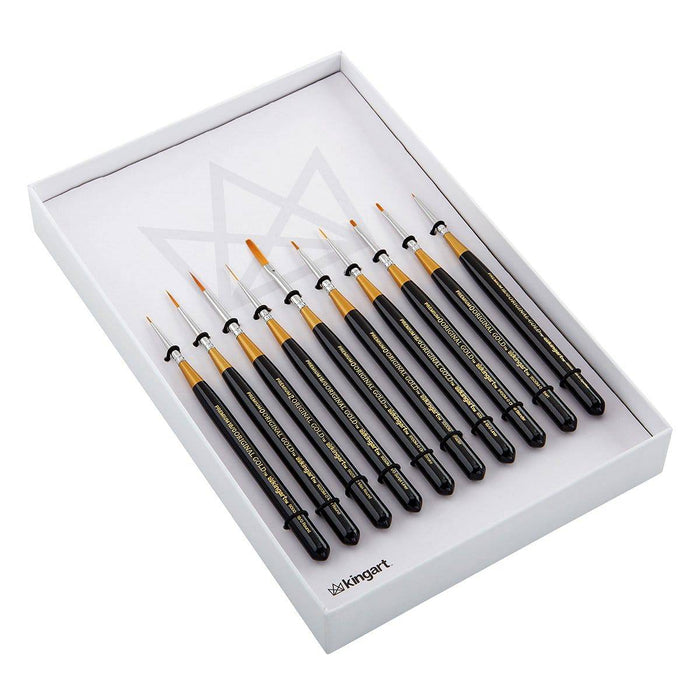 KINGART® Original Gold® Detail Series, Golden Taklon Mini Brushes, Gift Box, Set of 10 - KINGART