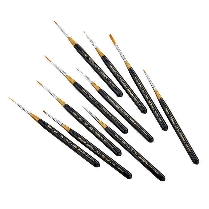 KINGART® Original Gold® Detail Series, Golden Taklon Mini Brushes, Gift Box, Set of 10 - KINGART