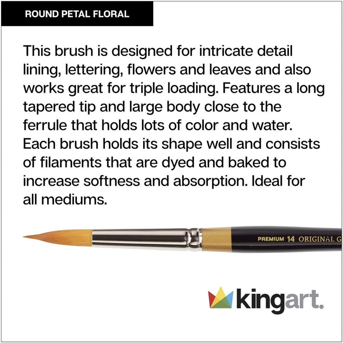 KINGART® Original Gold® Oval & Round Floral Petal Artist Brushes, Set of 3 - KINGART