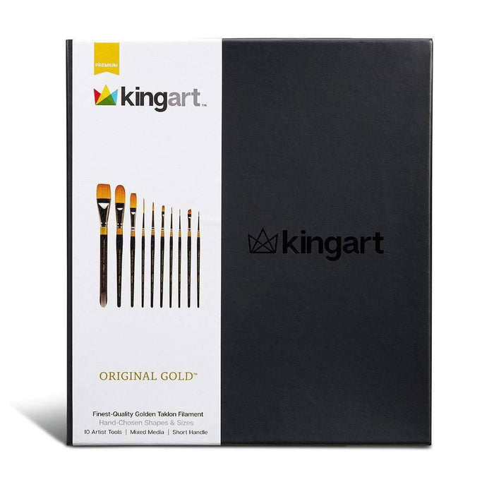 KINGART® Original Gold® Series, Golden Taklon Brushes, Gift Box, Set of 10 - KINGART