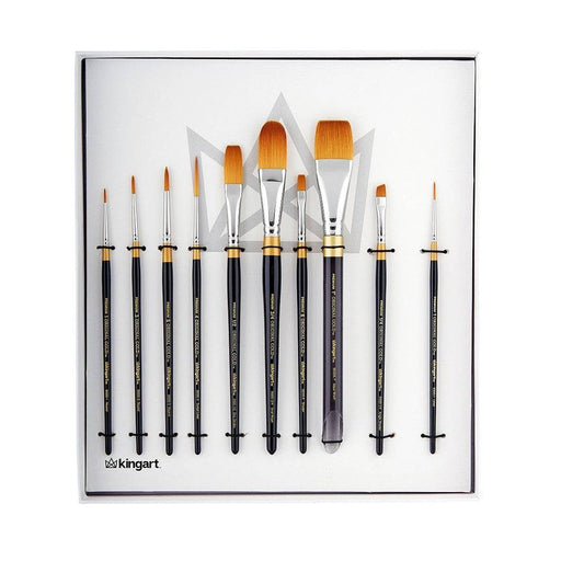 KINGART® Original Gold® Series, Golden Taklon Brushes, Gift Box, Set of 10 - KINGART