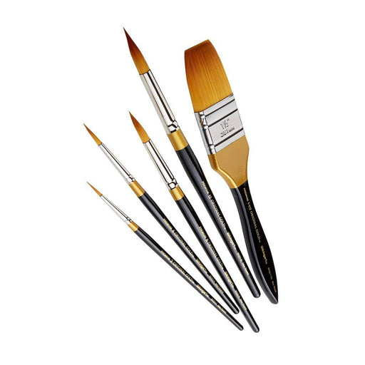 KINGART® Original Gold® Series, Golden Taklon Brushes, Gift Box, Set of 5 - KINGART