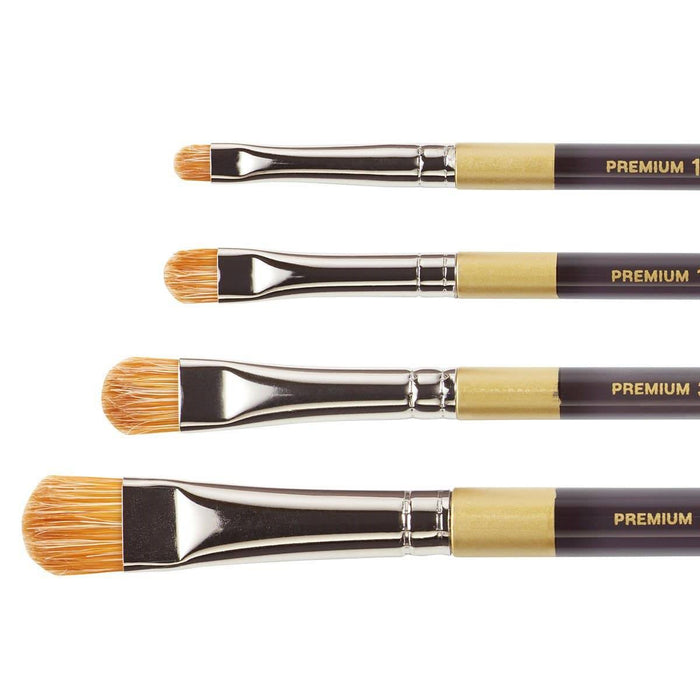 KINGART® Original Gold® 9247 Crescent Filbert Synthetic Blend Series Premium Multimedia Artist Brushes, Set of 4 - KINGART