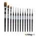 KINGART® Precision™ Series Amber Taklon Brushes, Ergonomic Comfort Handle, Gift Box, Set of 12 - KINGART