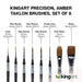 KINGART® Precision™ Series Amber Taklon Brushes, Ergonomic Comfort Handle, Gift Box, Set of 8 - KINGART