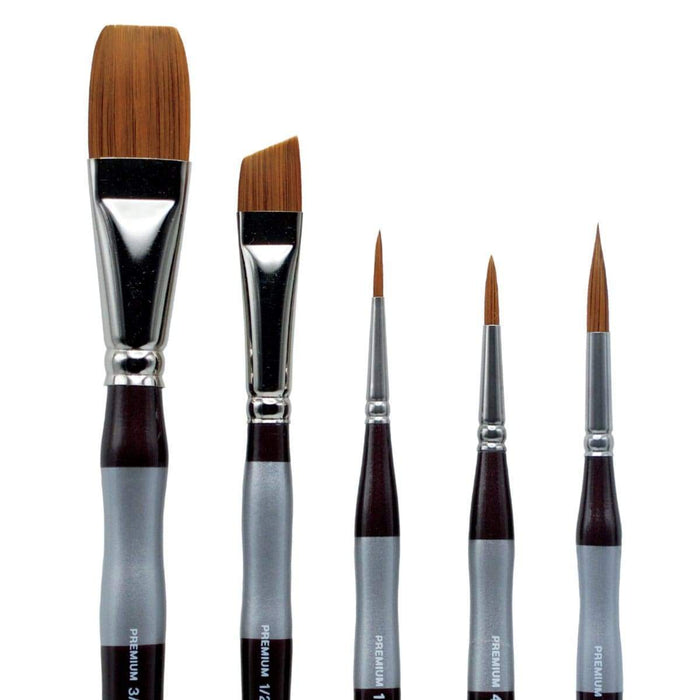 KINGART® Precision™ Series Synthetic Blend Brushes, Ergonomic Comfort Handle, Gift Box, Set of 5 - KINGART