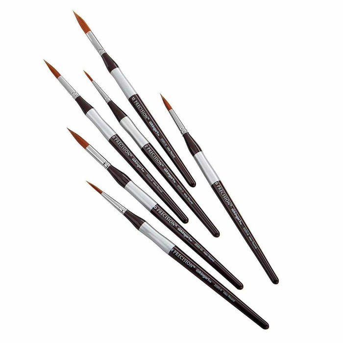 KINGART® Precision™ Series Synthetic Blend Brushes, Ergonomic Comfort Handle, Gift Box, Set of 6 - KINGART