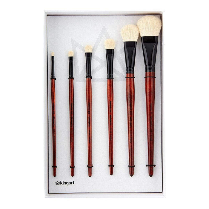 KINGART® Premium Specialty Oval Mop Artist Brushes, White Super-Soft Natural Goat Hair, Set of 6 Sizes - KINGART