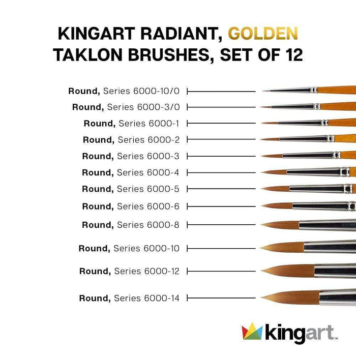 KINGART® Radiant™ Taklon Brushes, Gift Box, Set of 12 - KINGART