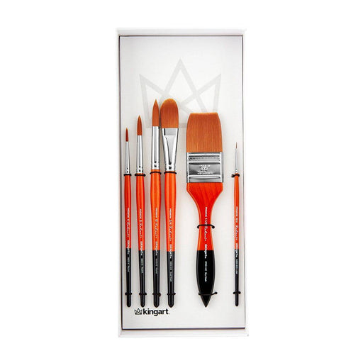 KINGART® Radiant™ Taklon Brushes, Gift Box, Set of 6 - KINGART