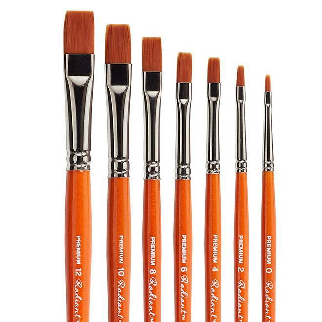 KINGART® Radiant™ Taklon Brushes, Series 6300 Flat Shader, Set of 7 - KINGART