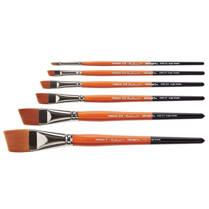 KINGART® Radiant™ Taklon Brushes, Series 6400 Angular Shader, Set of 6 - KINGART