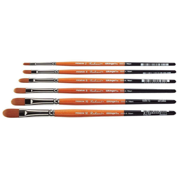 KINGART® Radiant™ Taklon Brushes, Series 6500 Filbert, Set of 6 - KINGART