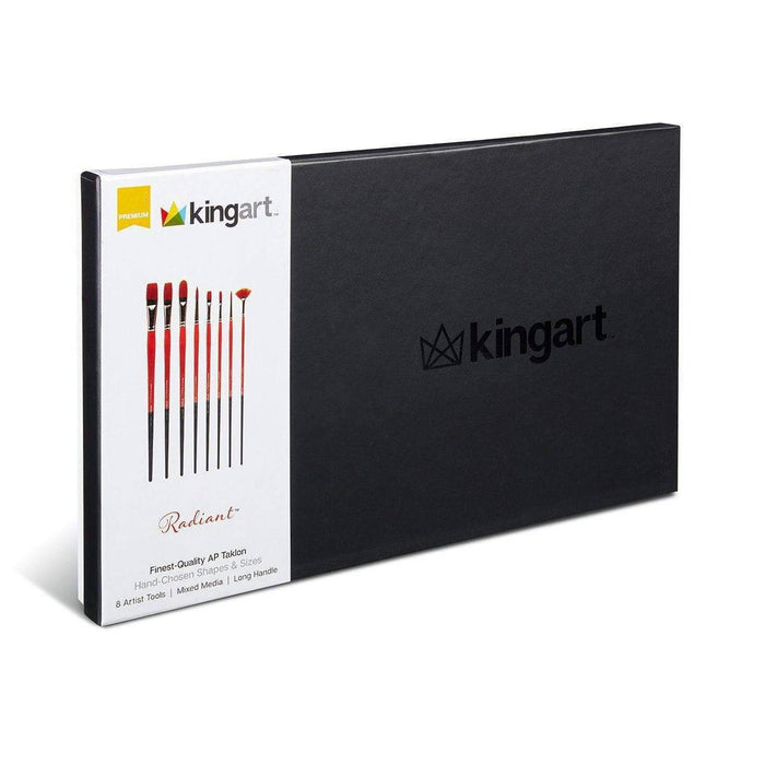 KINGART® Radiant™ Taklon Long Handle Brushes, Gift Box, Set of 8 - KINGART