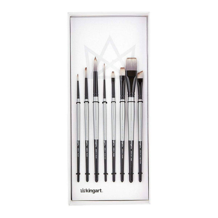 KINGART® Stellar™ Series Synthetic Blend Mixed Media Artist Brushes, Gift Box, Set of 8 - KINGART