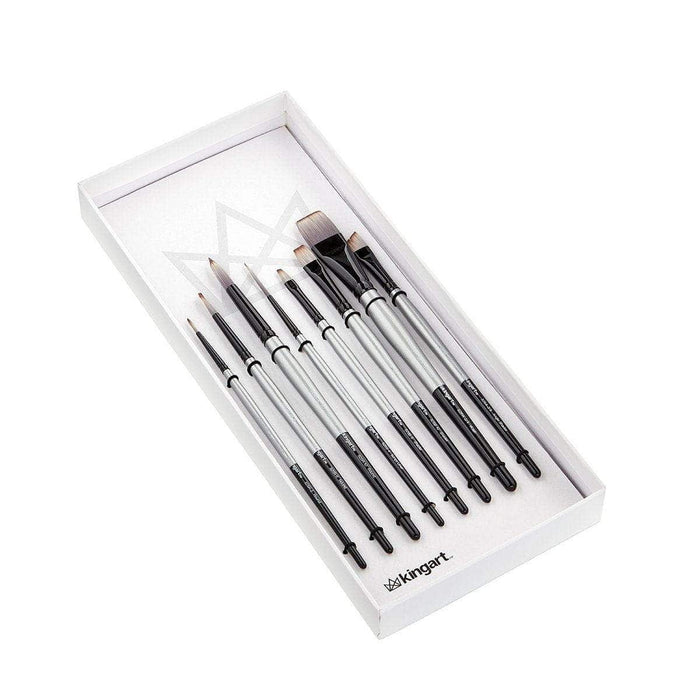 KINGART® Stellar™ Series Synthetic Blend Mixed Media Artist Brushes, Gift Box, Set of 8 - KINGART