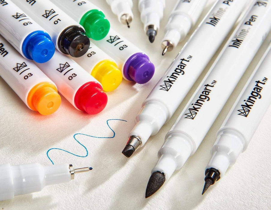 KINGART® Inkline™ Fine Line Art & Graphic Pens, Archival Japanese Ink, Set of 16 Unique Pens - KINGART