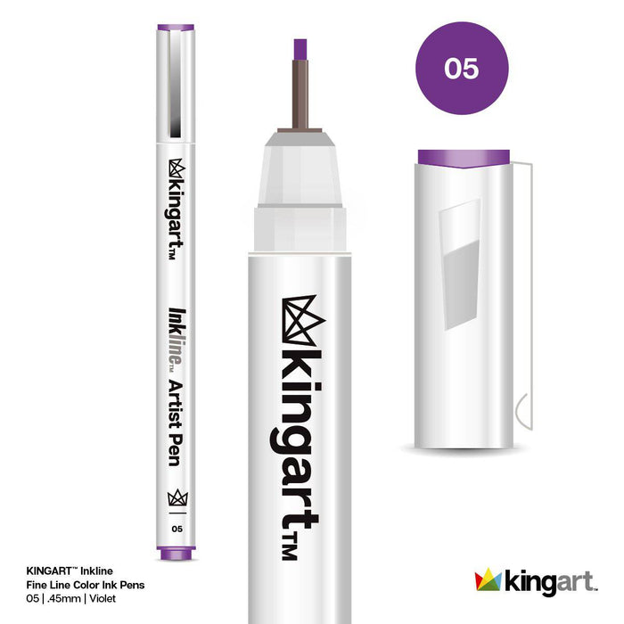 KINGART® Inkline™ Fine Line Art & Graphic Pens, Archival Japanese Ink, Set of 8 Unique Colors, Size 05 - KINGART