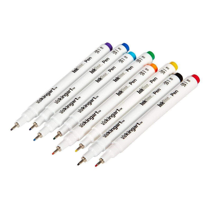 KINGART® Inkline™ Fine Line Art & Graphic Pens, Archival Japanese Ink, Set of 8 Unique Colors, Size 08 - KINGART