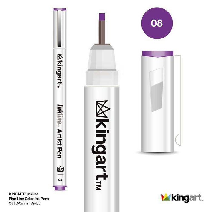 KINGART® Inkline™ Fine Line Art & Graphic Pens, Archival Japanese Ink, Set of 8 Unique Colors, Size 08 - KINGART