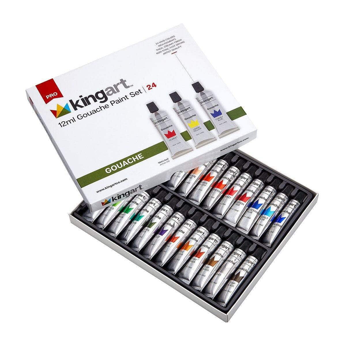 24 Colours Water Based Paint Set Quality Gouache Brush and Palette Artist  Supplies 