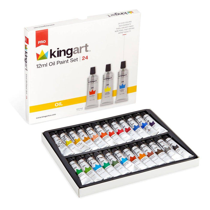 KINGART® PRO Artist Oil Paint, 12ml (.4oz),  Set of 24 Unique Colors - KINGART