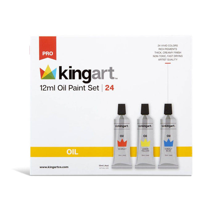 KINGART® PRO Artist Oil Paint, 12ml (.4oz),  Set of 24 Unique Colors - KINGART