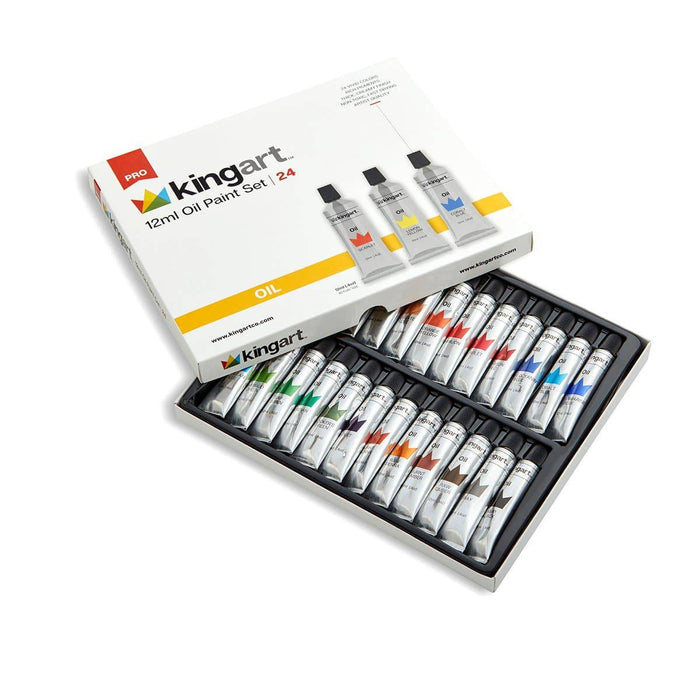 KINGART® PRO Artist Oil Paint, 12ml (.4oz),  Set of 24 Unique Colors - KINGART