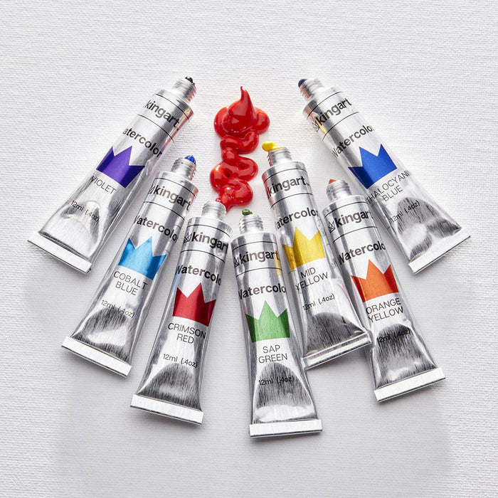 KINGART® PRO Artist Watercolor Paint, 12ml (.4oz),  Set of 24 Unique Colors - KINGART