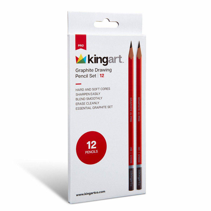 KINGART® PRO Graphite Sketching & Drawing Pencils, Set of 12 - KINGART