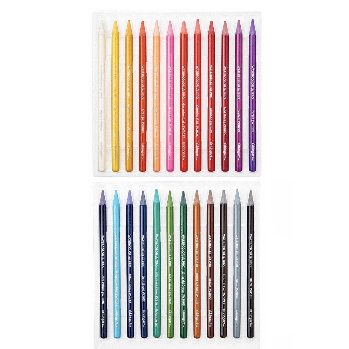 KINGART® PRO Watercolor Pencils, 100% Woodless, Wet or Dry Media