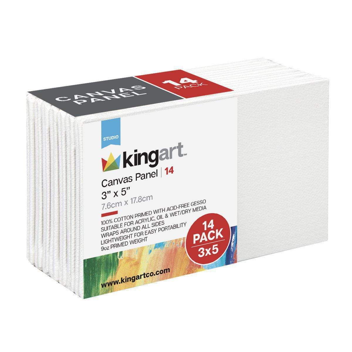 Kingart 825-14 White 10 x 10 Artist Canvas Boards, Value Pack of 14 Square Panels, Gesso Primed - 100% Cotton, Art Supplies for Oil and Acrylic