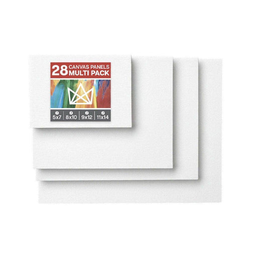 KINGART® Canvas Panels, Classic, Multiple Sizes, Set of 28 (7 ea. 5x7, 8x10, 9x12, 11x14) - KINGART