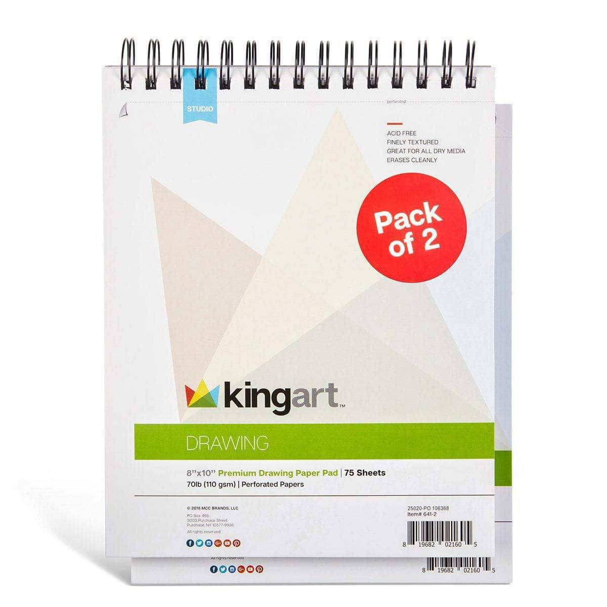 KINGART® Mixed Media Sketchbook, Pack of 2, 8 x 10 Inches, 60-Sheet,  98lb/160gsm Acid-Free Paper, Micro-Perforated, Spiral-Bound, Wet and Dry  Media