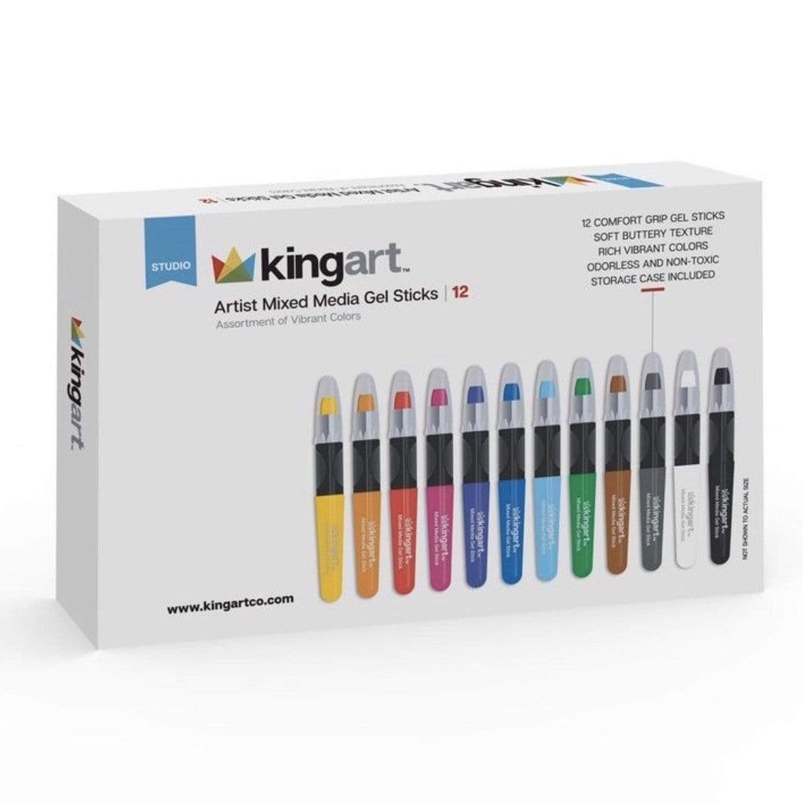KINGART 580-48 GEL STICK Set, Artist Pigment Crayons, 48 Unique Colors,  Water Soluble, Creamy, and Odorless, Use on Paper, Wood, Canvas and more