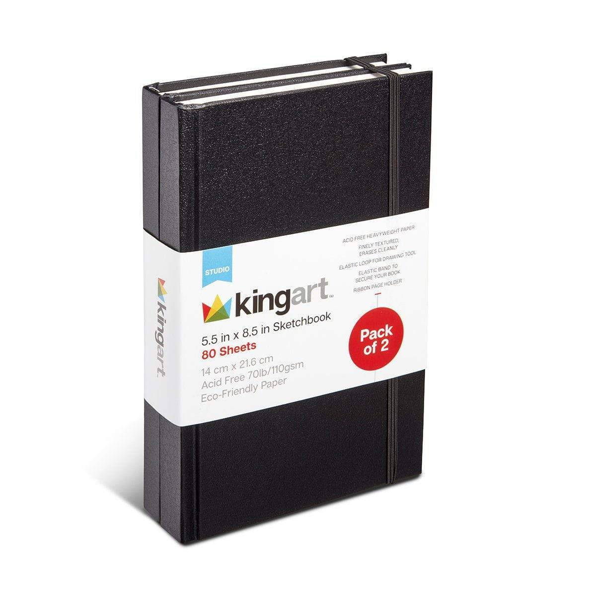 KINGART Drawing Paper Pad, Pack of 2, 8 x 10 inches, 75 Pages Each,  70lb/110gsm, Micro-Perforated, Spiral Bound 