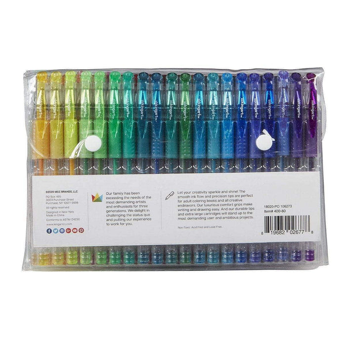 KINGART® Soft Grip Glitter Gel Pens, XL 2.5mm Ink Cartridge, Set of 80 Unique Colors - KINGART