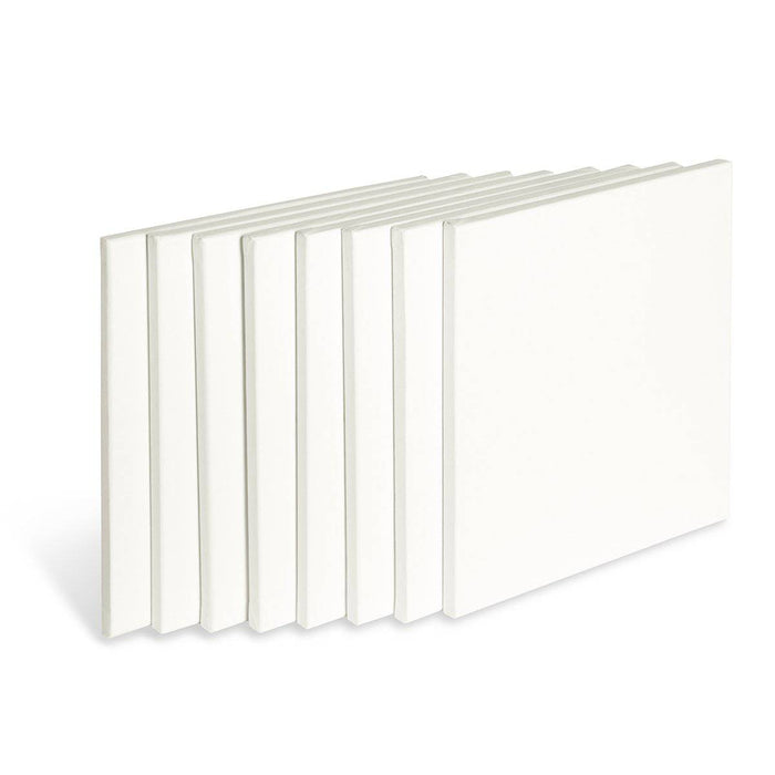 KINGART® Stretched White Canvas 12" x 12", 100% Cotton, Gesso-Primed, 8-Pack - KINGART