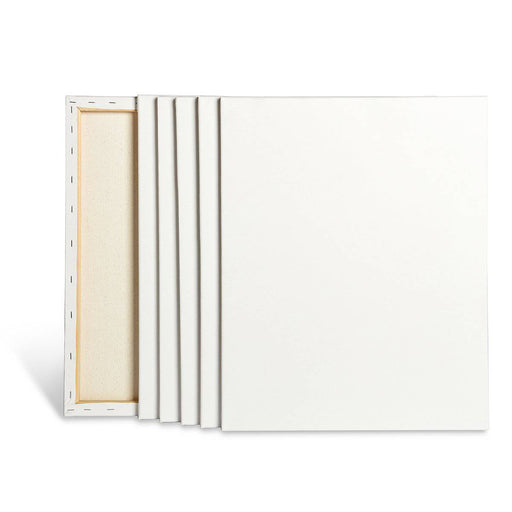 KINGART® Stretched White Canvas 16" x 20", 100% Cotton, Gesso-Primed, 6-Pack - KINGART