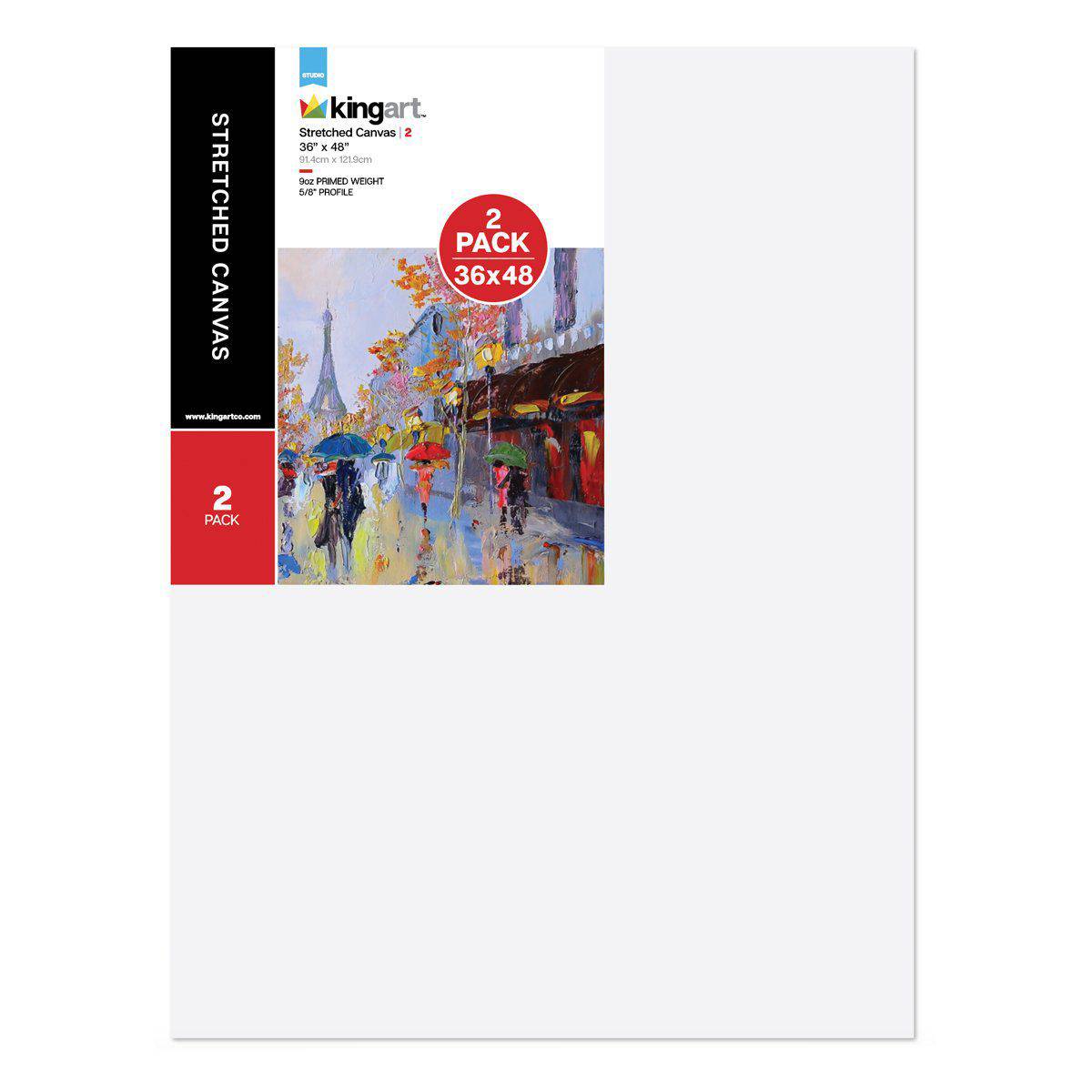 Stretched Canvases for Painting 2 Pack 36x48 inch, 100% Cotton 12.3 oz Triple Primed Painting Canvas, 3/4 Profile Acid-Free Large Paint Canvas