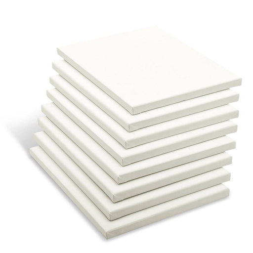 KINGART® Stretched White Canvas 9" x 12", 100% Cotton, Gesso-Primed, 8-Pack - KINGART