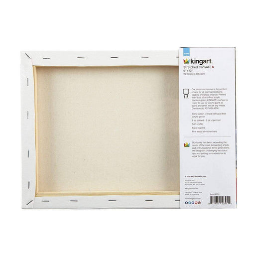 KINGART® Stretched White Canvas 9" x 12", 100% Cotton, Gesso-Primed, 8-Pack - KINGART