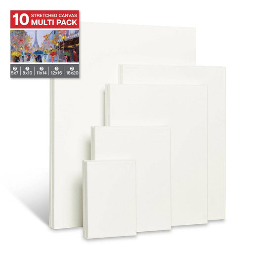 KINGART® Stretched White Canvas Multipack, 10-Pack (2 ea. 5x7, 8x10, 11x14, 12x16, 16x20) - KINGART